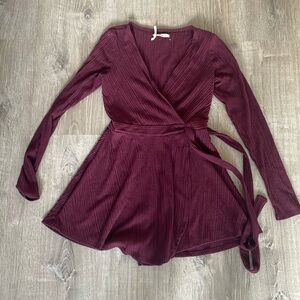 Urban Outfitters Small Maroon Longsleeved Romper